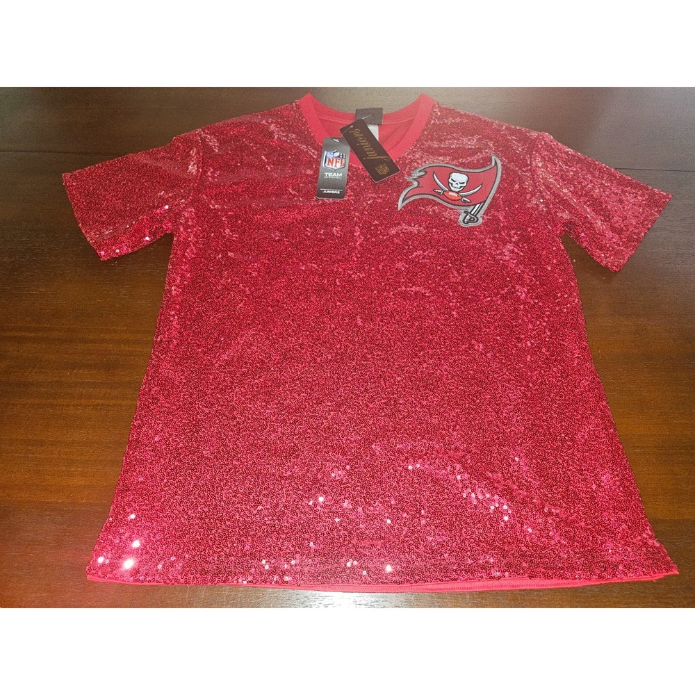 Tampa Bay Buccaneers Red‎ Sequin Top Size Juniors Large 11/13 MFRP $70